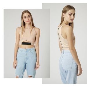 Topshop | Nude Elastic Keyhole Crop Top